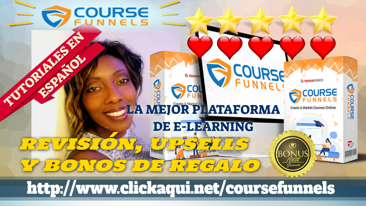 COURSEFUNNELS. PLATAFORMA DE e-. Review y Bonos. ✨✨⭐️⭐️⭐️⭐️⭐️